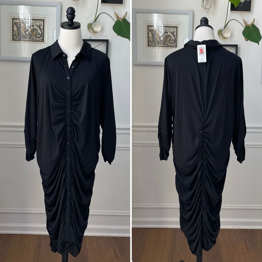 NWT torrid Torrid Black Studio Knit Shirred Button Front Shirtdress $70 3 3X